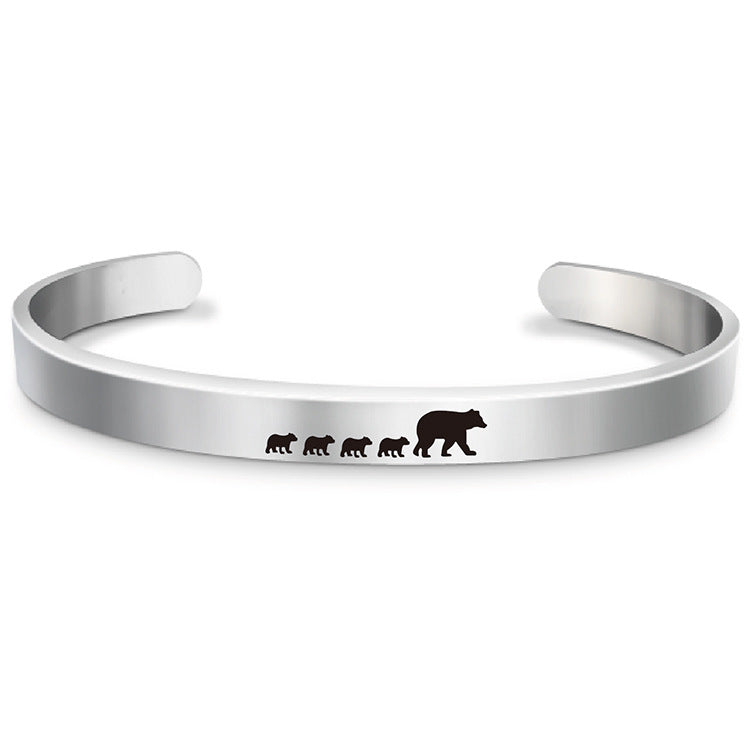 Venta al por mayor Pulsera de oso del día de la madre de acero inoxidable